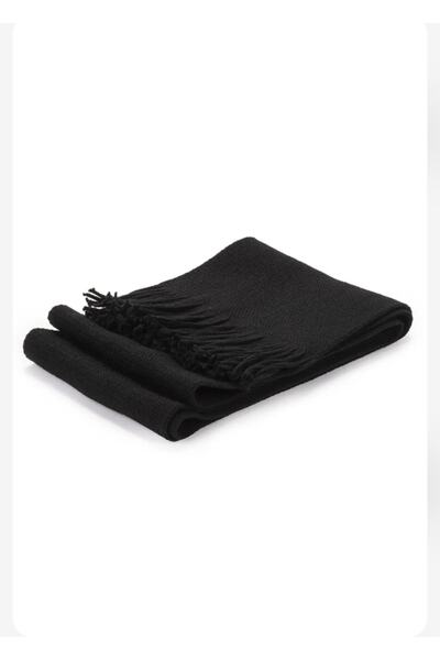 GoldCap Set de eșarfă și bonetă cu ciucuri de tricotaje negre