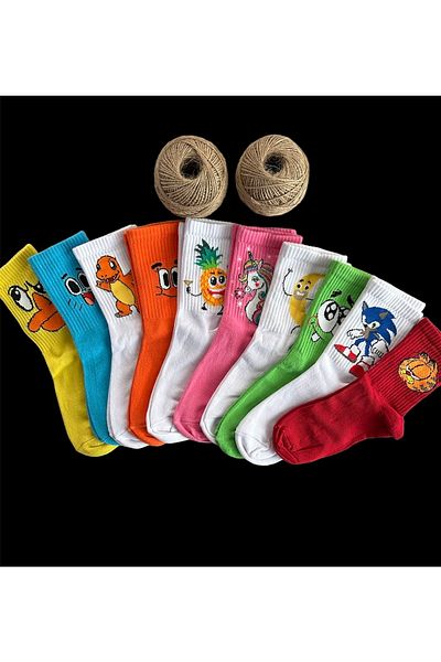 çorapdunyam Unisex Σειρά 10 πολύχρωμων χαρακτήρων χαρούμενες κάλτσες τένις κολλεγίου