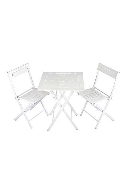 No239 Ahşap Bistro Set Beyaz