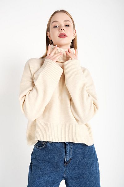 nosia fashion Pulover supradimensionat cu gât roșu Stone Knitwear