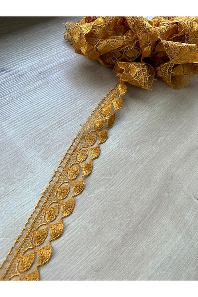 efem gipür Mustard Color Tulle Fan - 8.5 Mt Bedspread, Towel Side and Table Cover