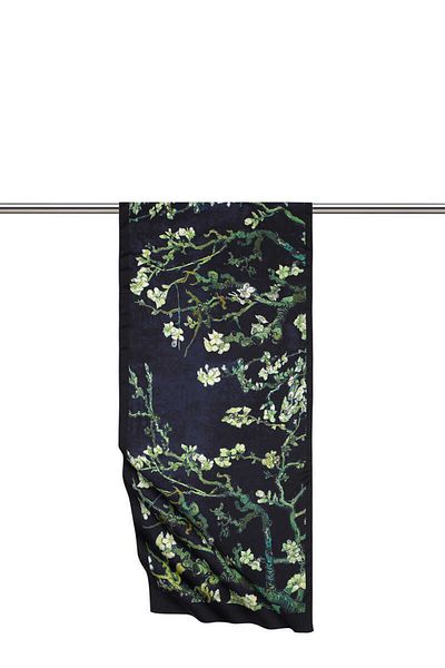 Bursa İpek Black Almond Flower Silky Scarf