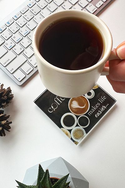 Decorita Glass Coaster| Makes Life Easier| Set of 4| 10cm X 10cm