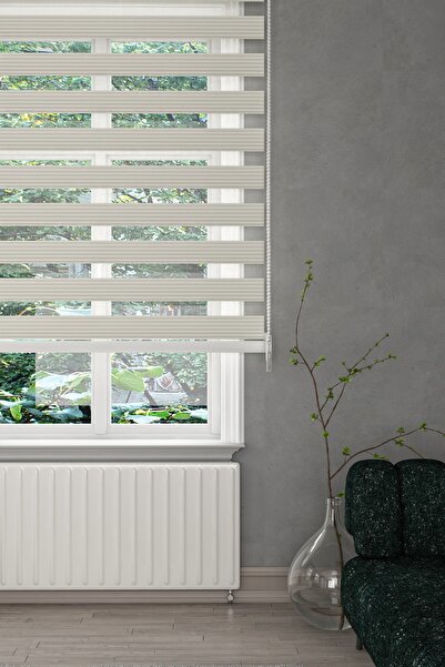 GİVAYO STOR Ekru Dar Pliseli Zebra Stor Perde (kırık Beyaz)