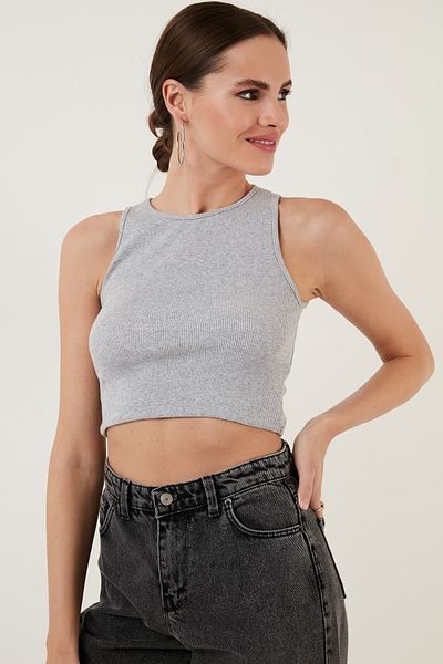 Lela 100% bumbac Twill Super Crop Tricotat Top 5864215