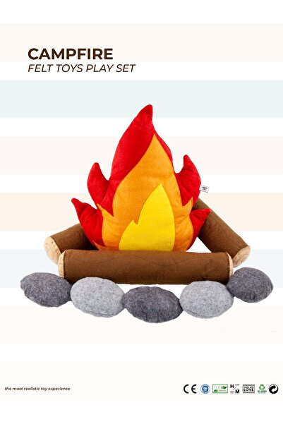 MOTHER AND TOYS Keçe Oyuncak - Kamp Ateşi Oyun Seti - Felt Toys - %100 El Yapımı