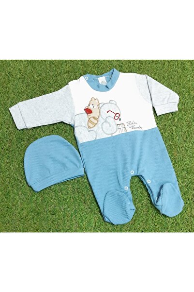 Sönmez Baby Kitapçı Sincap Penye Tulum Ve Şapkası Bebe Takımı