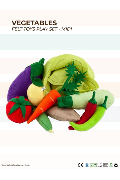 MOTHER AND TOYS Keçe Oyuncak - Midi Sebze Oyun Seti - Felt Toys - %100 El Yapımı