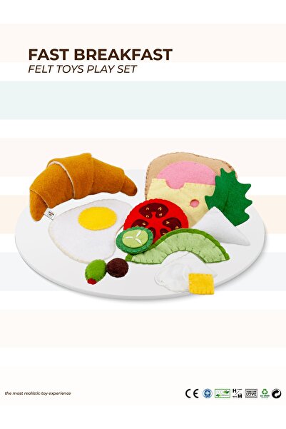 MOTHER AND TOYS Keçe Oyuncak - Kahvaltı Tabağı Oyun Seti - Felt Toys - %100 E...