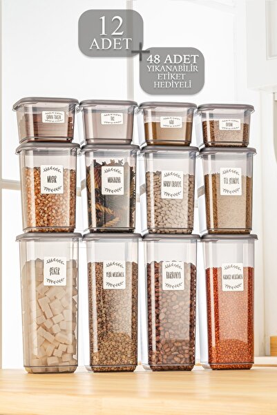 Meleni Home 12'li Melly Baharatlık Erzak Saklama Kabı - Kapaklı Kare Baharat ...