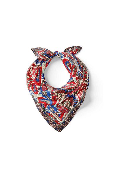Bursa İpek Red Anthracite Peacock Pattern Silk Handkerchief