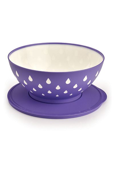 Melkan Home Drop Patterned Multi-Purpose Round Bowl with Lid 3 Liters Purple