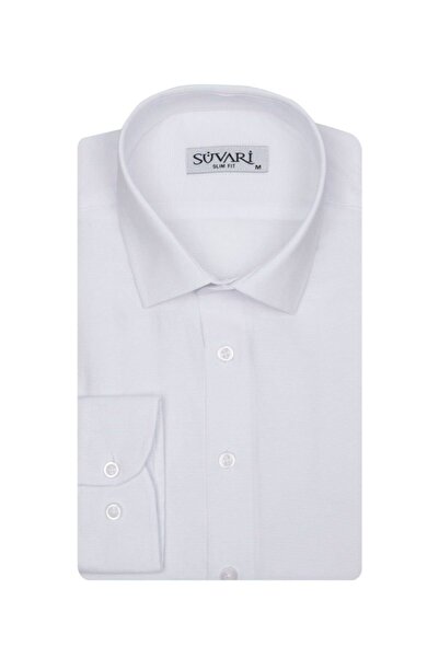 SÜVARİ Σετ 3 τεμαχίων Sim Fit Απλό Πουκάμισο Μαύρο Λευκό Μπλε