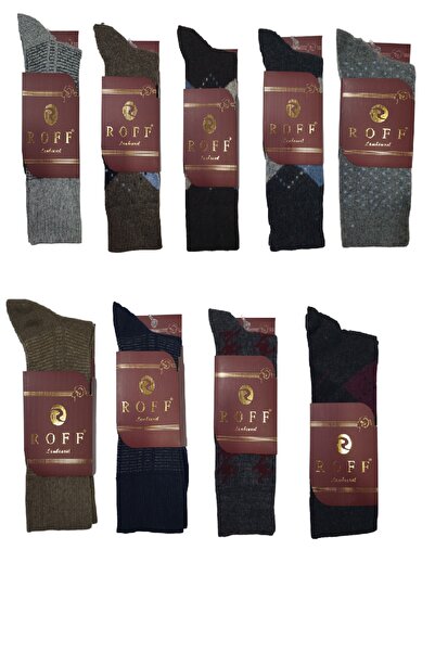 Roff Yünlü Lambswool Koyun Kılı Kışlık Erkek Çorap Asorti Renk 9 Lu Paket