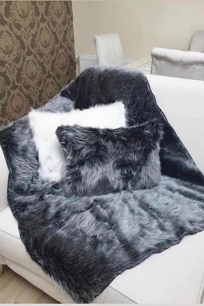 Paris Life Plush Sofa Throw - anthracite ( 90 X 150 )