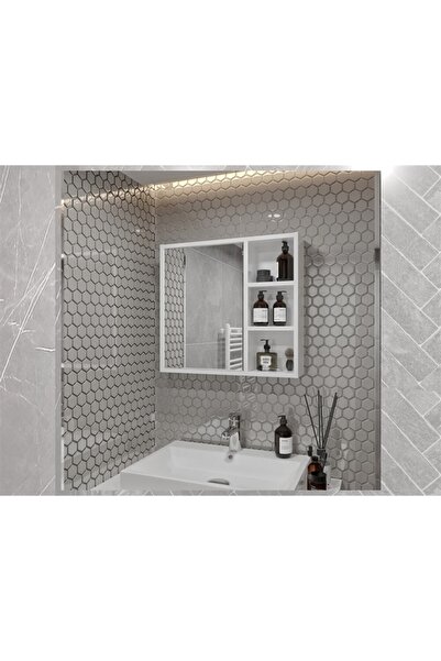 ROSEPAL YARE Banyo Tuvalet Aynalı Beyaz Dolap 65'