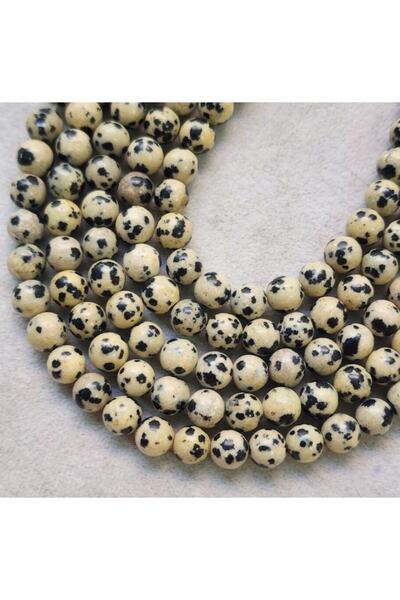 RLX BUJİTERİ سلسلة حجر جاسبر الدلماسي الطبيعي 8 مم - تصميم مجوهرات من الحجر الطبيعي