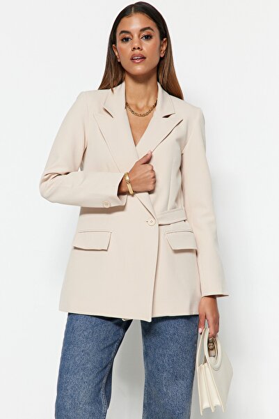 Trendyol Collection Sako TWOSS23BC00105 s dvojitým zapínáním a zapínáním z kamene