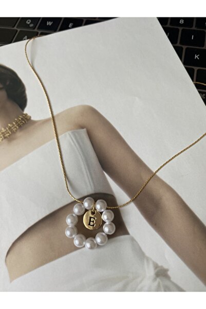 KARACA DESİGN Harfli Incili Gold Zincirli Kolye Özel Tasarım