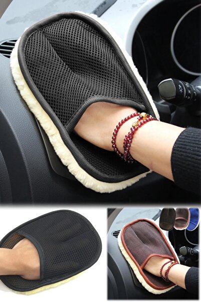 TechnoStation Araba & Motorsiklet Yıkama Fırçası Detaylı Yünlü Temizlik Eldiv...