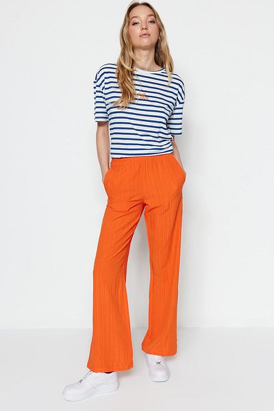 Trendyol Collection Πορτοκαλί υφαντό παντελόνι TWOSS23PL00087