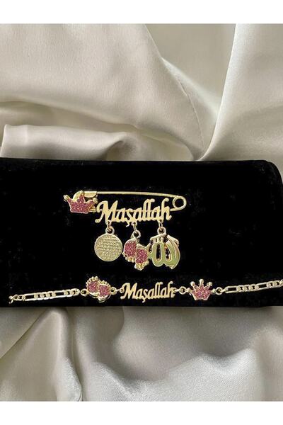 Smyak Maşallah Yazılı Bebek Yaka Iğnesi