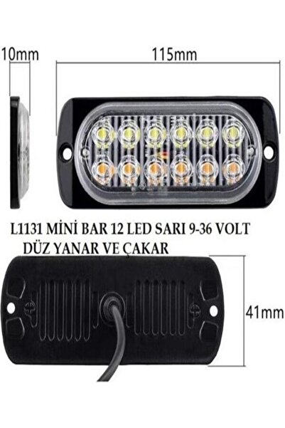 dizaynpark Dorse Çakar 12led 12/24 Turuncu Beyaz Çakarlı Çakar Düz Led