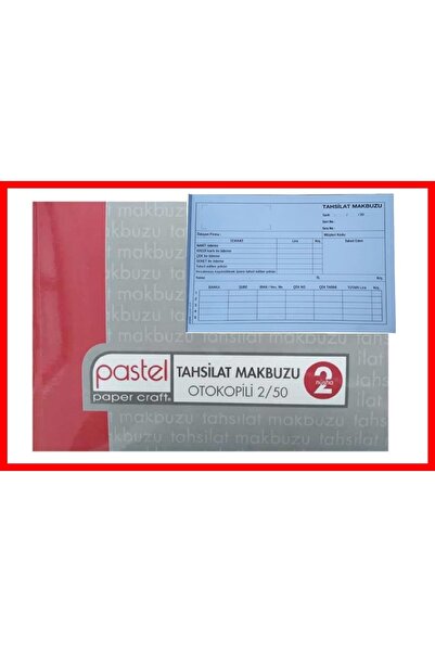 Pastel Tahsilat Makbuzu 14x20 Cm Boyutunda 2/50 Otokopili 1 Asıl 1 Suret 2 Nüsha (6'lı Paket) 6 Adet