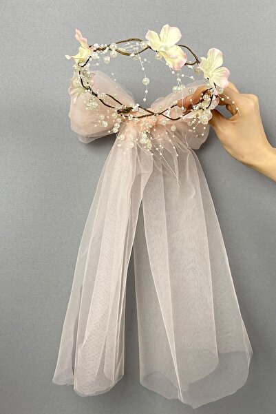 Hobigram Somon Uzun Fiyonklu Ortanca Çiçekli Özel Tasarım Gelin Kına Dış Çeki...