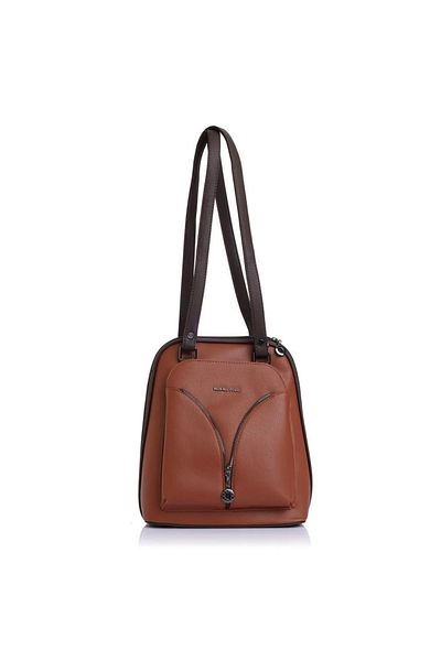 By Hakan Miami Polo 1206 Juniper Δερμάτινο γυναικείο σακίδιο πλάτης Τσάντα ώμου Καφέ-καφέ