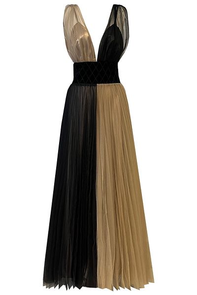 Tuba Ergin New Lilium Maxi Evening Dress with Belt Detail