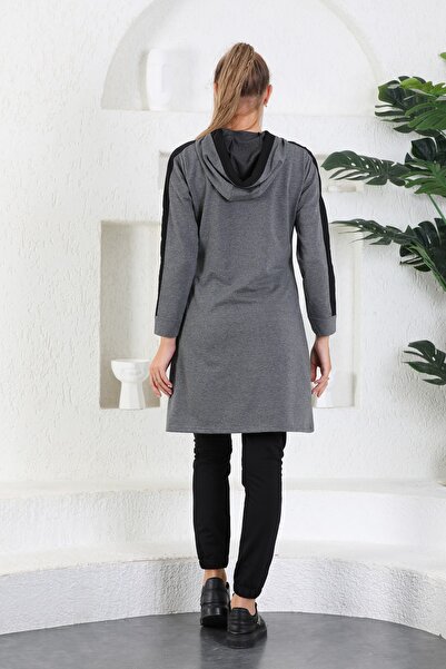 WestBound Gray Black Women's Tracksuit Set Hijab Clothing, Zippered Hooded