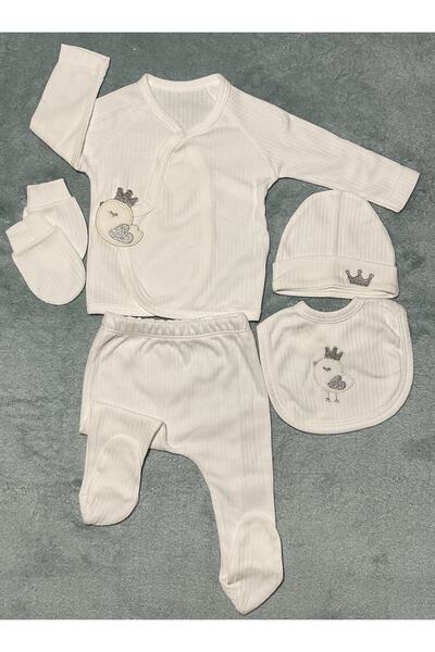 almini طقم بدلة خروج من المستشفى لحديثي الولادة مكونة من 5 قطع مطرزة على شكل ...