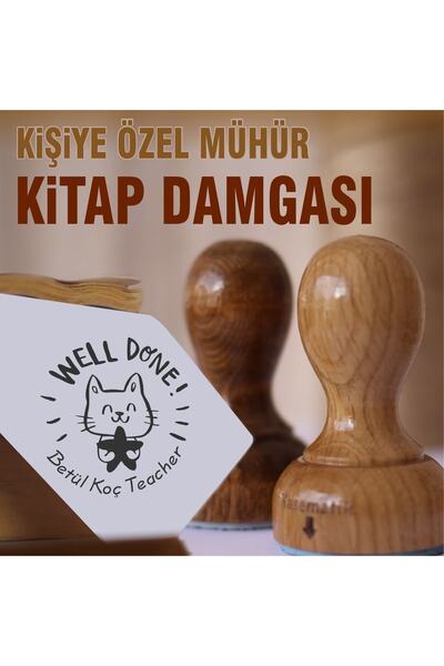 kaşematik Eg28 Kedi Tasarımlı Aferin Tasarımlı Kitap Mührü