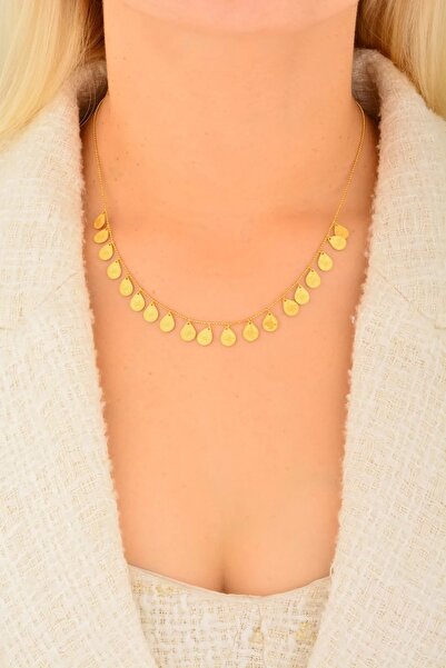 Cebeci 14 Ayar Pullu Tuğralı Altın Kolye