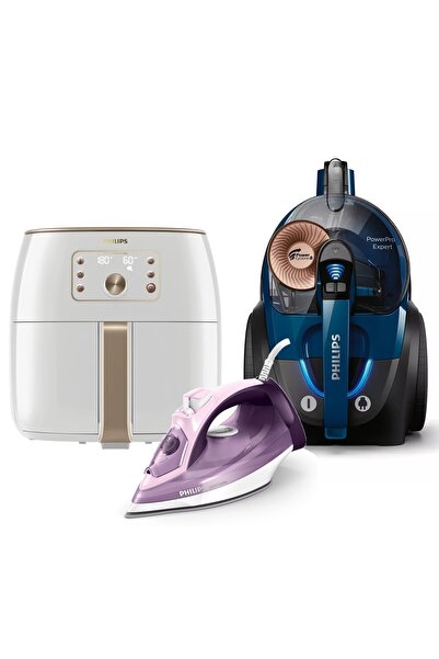Philips Airfryer Xxl Hd9870/20 Fritöz + Powerpro Max Fc9750/07 + Dst5020/30 Buharlı Ütü