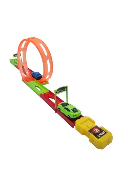 Farbu مضمار سباق السحب 70 سم مع قاذفة واحدة لسيارتين لعبة 2 سيارات
