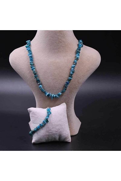 MYTAKIAĞACIMFH Apatite Stone Cracked Natural Stone Necklace Bracelet Set
