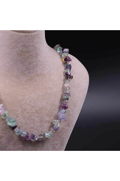 MYTAKIAĞACIMFH Fluorite Stone Unshaped Broken Stone Necklace Bracelet Set (with Chain Extension)