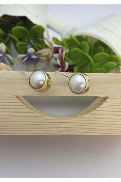 Çağrı Gümüş Doğal Inci Taşlı Otantik Gümüş Kadın Küpe 925 Ayar Mini Küpe Inci Taşlı Küpe