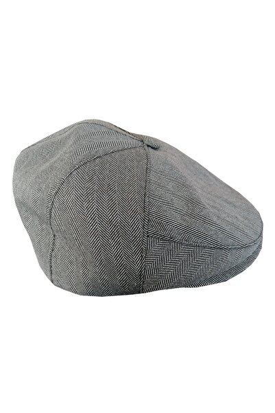 intermodaclub Erkek Düğmeli Çizgili Kasket 1013 Gri