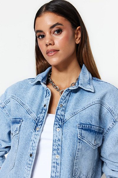 Trendyol Collection Blaues Jeanshemd TWOSS23GO00227