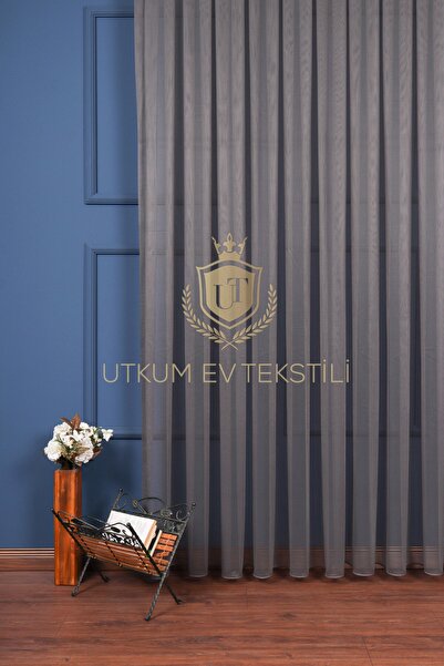 UTKUM EV TEKSTİL ÜRÜNLERİ Antrasit Grek Tül Perde Petek Zemin 1/2 Seyrek Pile