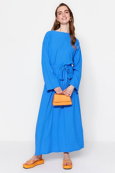 Trendyol Modest Saks Belted Woven Dress TCTSS23EB00043