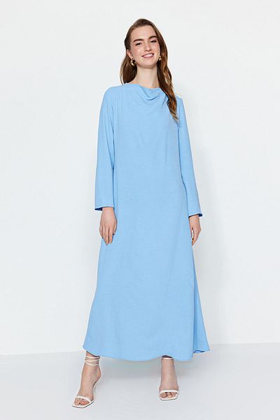 Trendyol Modest Μπλε Φόρεμα Aerobin με γιακά Degaje TCTSS23EB00277