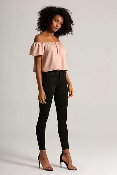 Trn JNS Mitya Μαύρο ψηλόμεσο τζιν παντελόνι Skinny Skinny Leg Not Fade