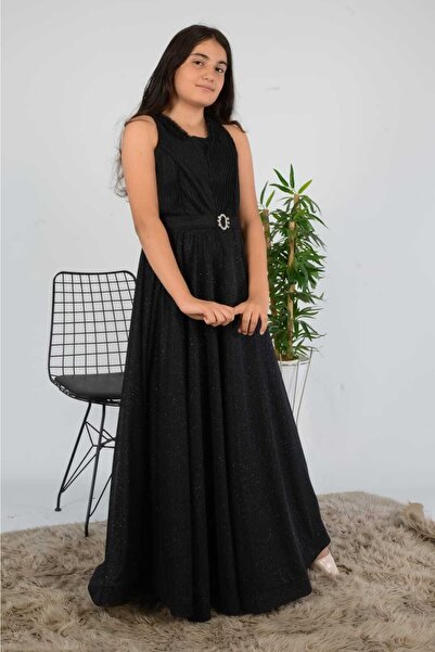 RAMON&ARTOS Kolsuz Omuz Hayal Tül Fırfırlı Broş Toka Detaylı Mezuniyet Prenses Model Abiye