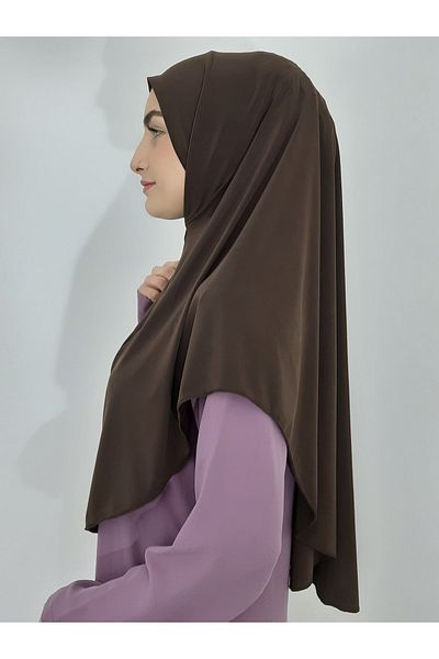 R&S modibone Prayer Cloth Khimar, Ready-made Large Scarf, Malaysia Model, Sandy Fabric Brown Color for Hijap, Hajj Umrah