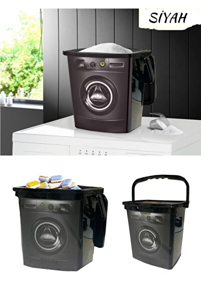 Alamut Home Çamaşır Makinesi Görünümlü Kapaklı Deterjanlık Taşınabilir Deterjan Saklama Kutusu 6 Lt