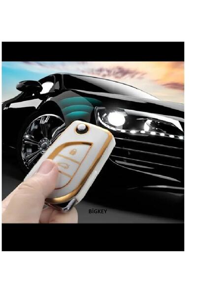 bigkey Toyota Corolla Auris Yaris 3 Butoane Sustali Nano Carcasă Cheie Albă Gold